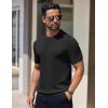 imageCOOFANDY Mens Knit TShirts Short Sleeve Crewneck Shirt Casual Textured Pullover TeesBlack