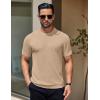 imageCOOFANDY Mens Knit TShirts Short Sleeve Crewneck Shirt Casual Textured Pullover TeesKhaki