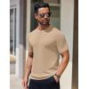 imageCOOFANDY Mens Knit TShirts Short Sleeve Crewneck Shirt Casual Textured Pullover TeesKhaki