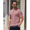 imageCOOFANDY Mens Knit TShirts Short Sleeve Crewneck Shirt Casual Textured Pullover TeesPink