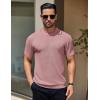 imageCOOFANDY Mens Knit TShirts Short Sleeve Crewneck Shirt Casual Textured Pullover TeesPink