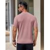 imageCOOFANDY Mens Knit TShirts Short Sleeve Crewneck Shirt Casual Textured Pullover TeesPink
