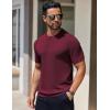 imageCOOFANDY Mens Knit TShirts Short Sleeve Crewneck Shirt Casual Textured Pullover TeesWine Red