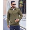 imageCOOFANDY Mens Knitted Hoodie Sweater Long Sleeve Turtleneck Quarter Zip Pullover Sweaters with PocketArmy Green