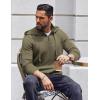 imageCOOFANDY Mens Knitted Hoodie Sweater Long Sleeve Turtleneck Quarter Zip Pullover Sweaters with PocketArmy Green