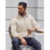 imageCOOFANDY Mens Knitted Hoodie Sweater Long Sleeve Turtleneck Quarter Zip Pullover Sweaters with PocketBeige