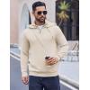 imageCOOFANDY Mens Knitted Hoodie Sweater Long Sleeve Turtleneck Quarter Zip Pullover Sweaters with PocketBeige