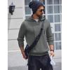 imageCOOFANDY Mens Knitted Hoodie Sweater Long Sleeve Turtleneck Quarter Zip Pullover Sweaters with PocketDark Gray