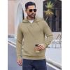 imageCOOFANDY Mens Knitted Hoodie Sweater Long Sleeve Turtleneck Quarter Zip Pullover Sweaters with PocketKhaki