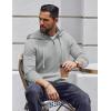 imageCOOFANDY Mens Knitted Hoodie Sweater Long Sleeve Turtleneck Quarter Zip Pullover Sweaters with PocketLight Gray