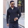 imageCOOFANDY Mens Knitted Hoodie Sweater Long Sleeve Turtleneck Quarter Zip Pullover Sweaters with PocketNavy Blue