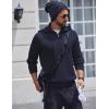 imageCOOFANDY Mens Knitted Hoodie Sweater Long Sleeve Turtleneck Quarter Zip Pullover Sweaters with PocketNavy Blue