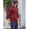 imageCOOFANDY Mens Knitted Hoodie Sweater Long Sleeve Turtleneck Quarter Zip Pullover Sweaters with PocketWine Red