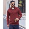imageCOOFANDY Mens Knitted Hoodie Sweater Long Sleeve Turtleneck Quarter Zip Pullover Sweaters with PocketWine Red