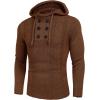 imageCOOFANDY Mens Knitted Hoodies Pullover Casual Long Sleeve Turtleneck SweatersCaramel