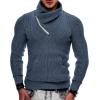 imageCOOFANDY Mens Knitted Turtleneck Pullover Shawl Collar Sweaters Slim Fit High Neck Hoodies with PocketsBlue