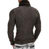 imageCOOFANDY Mens Knitted Turtleneck Pullover Shawl Collar Sweaters Slim Fit High Neck Hoodies with PocketsBrown