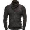 imageCOOFANDY Mens Knitted Turtleneck Pullover Shawl Collar Sweaters Slim Fit High Neck Hoodies with PocketsBrown