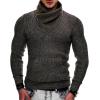 imageCOOFANDY Mens Knitted Turtleneck Pullover Shawl Collar Sweaters Slim Fit High Neck Hoodies with PocketsBrown
