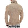 imageCOOFANDY Mens Knitted Turtleneck Pullover Shawl Collar Sweaters Slim Fit High Neck Hoodies with PocketsKhaki
