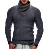 imageCOOFANDY Mens Knitted Turtleneck Pullover Shawl Collar Sweaters Slim Fit High Neck Hoodies with PocketsNavy Blue