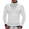 imageCOOFANDY Mens Knitted Turtleneck Pullover Shawl Collar Sweaters Slim Fit High Neck Hoodies with PocketsWhite