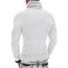 imageCOOFANDY Mens Knitted Turtleneck Pullover Shawl Collar Sweaters Slim Fit High Neck Hoodies with PocketsWhite