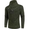 imageCOOFANDY Mens Knitted Turtleneck Sweater Long Sleeve Slim Fit Designer Shawl Collar PulloverA Army Green