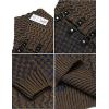imageCOOFANDY Mens Knitted Turtleneck Sweater Long Sleeve Slim Fit Designer Shawl Collar PulloverA Brown