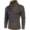 imageCOOFANDY Mens Knitted Turtleneck Sweater Long Sleeve Slim Fit Designer Shawl Collar PulloverA Brown