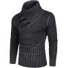 imageCOOFANDY Mens Knitted Turtleneck Sweater Long Sleeve Slim Fit Designer Shawl Collar PulloverA Dark Grey
