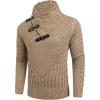 imageCOOFANDY Mens Knitted Turtleneck Sweater Long Sleeve Slim Fit Designer Shawl Collar PulloverA Khaki