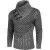 imageCOOFANDY Mens Knitted Turtleneck Sweater Long Sleeve Slim Fit Designer Shawl Collar PulloverA Light Grey