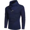 imageCOOFANDY Mens Knitted Turtleneck Sweater Long Sleeve Slim Fit Designer Shawl Collar PulloverA Navy Blue