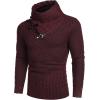 imageCOOFANDY Mens Knitted Turtleneck Sweater Long Sleeve Slim Fit Designer Shawl Collar PulloverA Wine Red