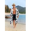 imageCOOFANDY Mens Lightweight Kimono Robe Jacket Printed Japanese Style Bathrobes Casual Open Front Long Cardigan Coat OutwearBlack White Tiedye Style