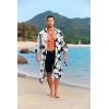 imageCOOFANDY Mens Lightweight Kimono Robe Jacket Printed Japanese Style Bathrobes Casual Open Front Long Cardigan Coat OutwearBlack White Tiedye Style
