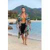 imageCOOFANDY Mens Lightweight Kimono Robe Jacket Printed Japanese Style Bathrobes Casual Open Front Long Cardigan Coat OutwearBlackleaves