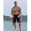 imageCOOFANDY Mens Lightweight Kimono Robe Jacket Printed Japanese Style Bathrobes Casual Open Front Long Cardigan Coat OutwearBlackleaves