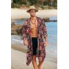 imageCOOFANDY Mens Lightweight Kimono Robe Jacket Printed Japanese Style Bathrobes Casual Open Front Long Cardigan Coat OutwearBlue Red Ethnic Style