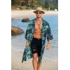 imageCOOFANDY Mens Lightweight Kimono Robe Jacket Printed Japanese Style Bathrobes Casual Open Front Long Cardigan Coat OutwearGreen