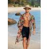 imageCOOFANDY Mens Lightweight Kimono Robe Jacket Printed Japanese Style Bathrobes Casual Open Front Long Cardigan Coat OutwearRedluxury Print