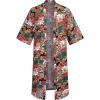imageCOOFANDY Mens Lightweight Kimono Robe Jacket Printed Japanese Style Bathrobes Casual Open Front Long Cardigan Coat OutwearRedluxury Print