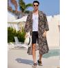 imageCOOFANDY Mens Lightweight Kimono Robe Japanese Bathrobes Open Front Long Cardigan Cloak with BeltBlackblueyellow