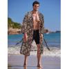imageCOOFANDY Mens Lightweight Kimono Robe Japanese Bathrobes Open Front Long Cardigan Cloak with BeltBlackblueyellow