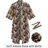 imageCOOFANDY Mens Lightweight Kimono Robe Japanese Bathrobes Open Front Long Cardigan Cloak with BeltBlackgolden