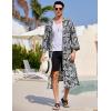imageCOOFANDY Mens Lightweight Kimono Robe Japanese Bathrobes Open Front Long Cardigan Cloak with BeltBlackwhite