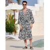 imageCOOFANDY Mens Lightweight Kimono Robe Japanese Bathrobes Open Front Long Cardigan Cloak with BeltBlackwhite