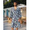 imageCOOFANDY Mens Lightweight Kimono Robe Japanese Bathrobes Open Front Long Cardigan Cloak with BeltBlue