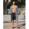 imageCOOFANDY Mens Lightweight Kimono Robe Japanese Bathrobes Open Front Long Cardigan Cloak with BeltBlue